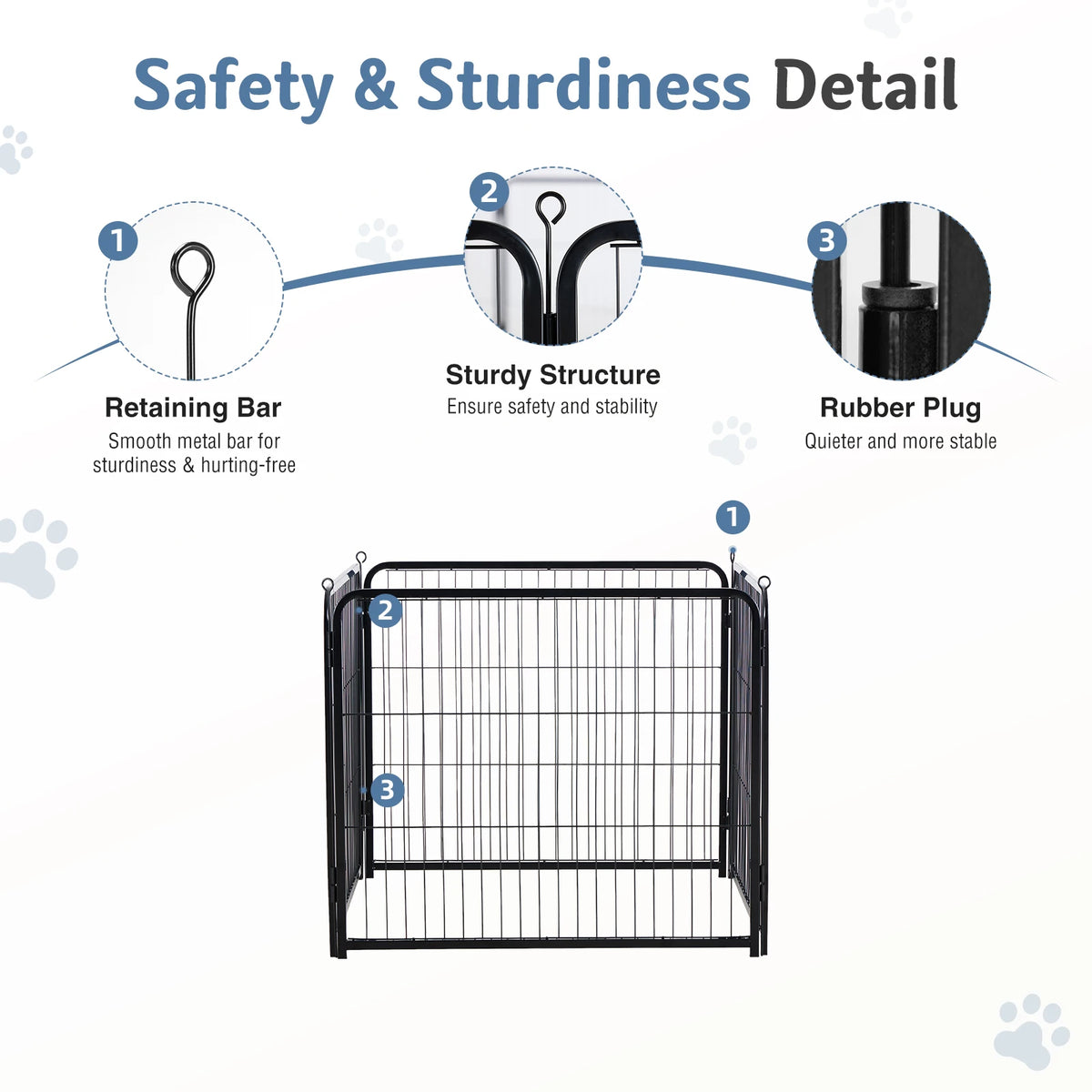 JHK Foldable Metal Dog Pet Fence For Large Puppies Outdoors