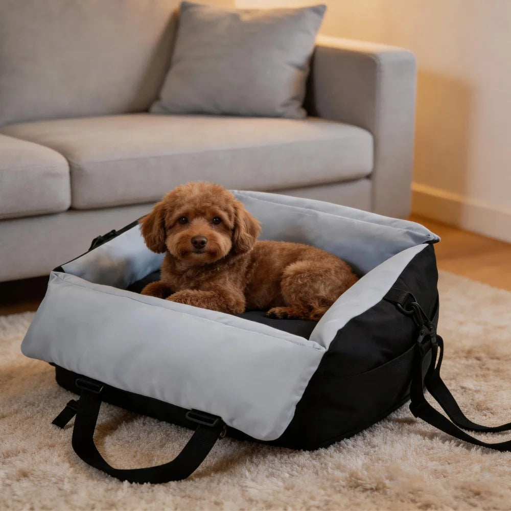 Borwart Portable Dog Car Seat With Safety Belt Storage Pocket