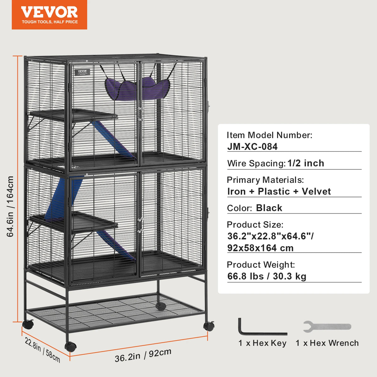 SucceBuy Rolling Metal Small Animal Cage For Pets And Rodents