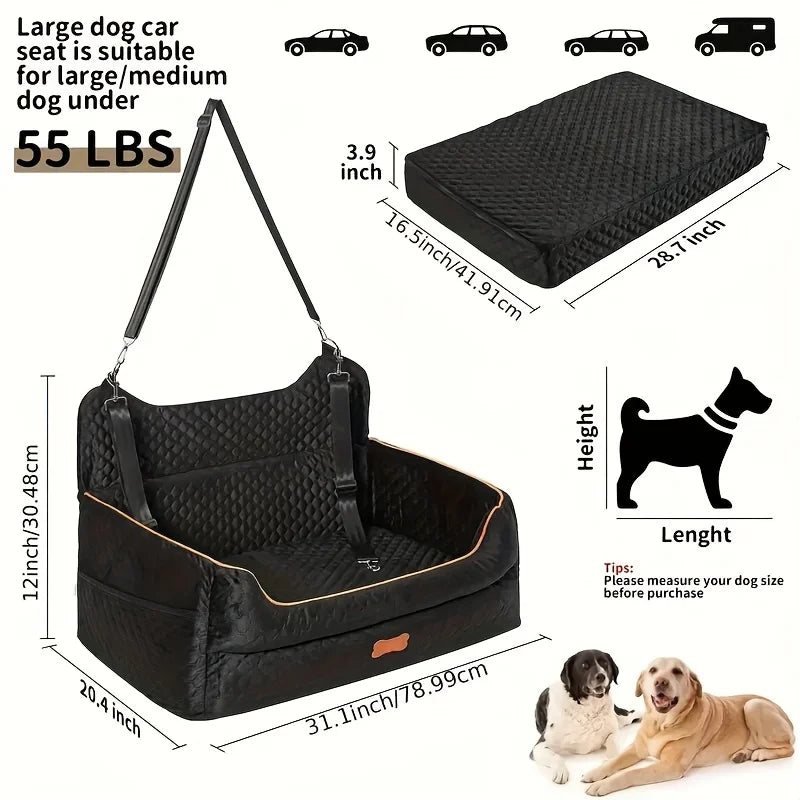 Secure Memory Foam Dog Car Seat Booster Cushion For Travel