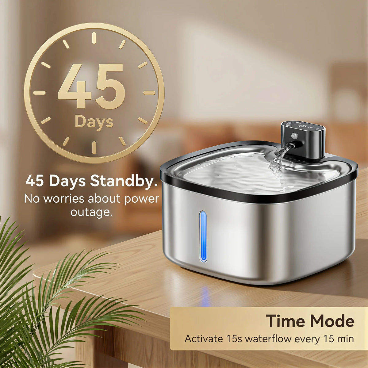 ERAMONG Wireless Stainless Steel Smart Cat Water Fountain Motion Sensor
