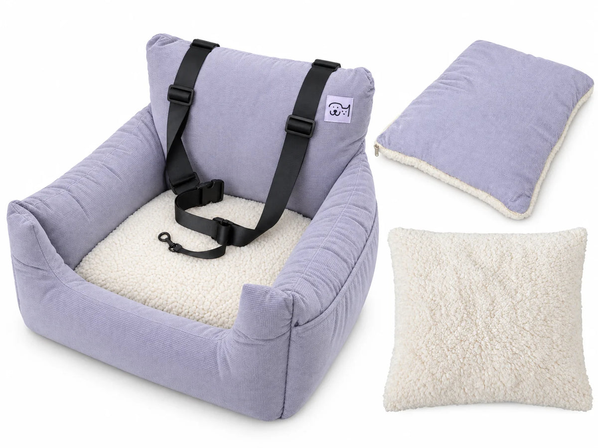 Wild Mirth Dog  Booster Car Seat & Portable Dog Bed, Portable & Washable, Anti-Slip Bottom, Storage Pockets, Safety Clip & Straps