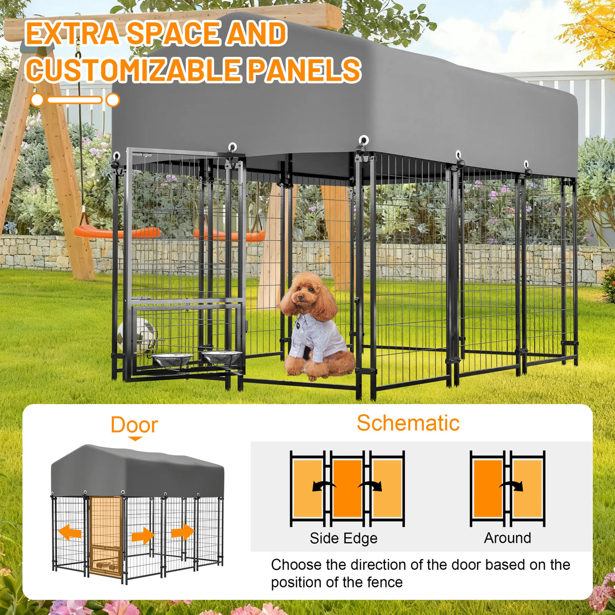 Heavy Duty Welded Wire Dog Kennel With Outdoor Waterproof Cover