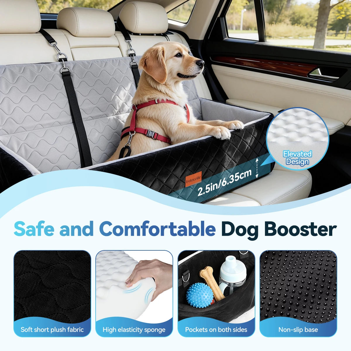 Domipet Dog Car Seat With Thick Cushion And Safety Leashes