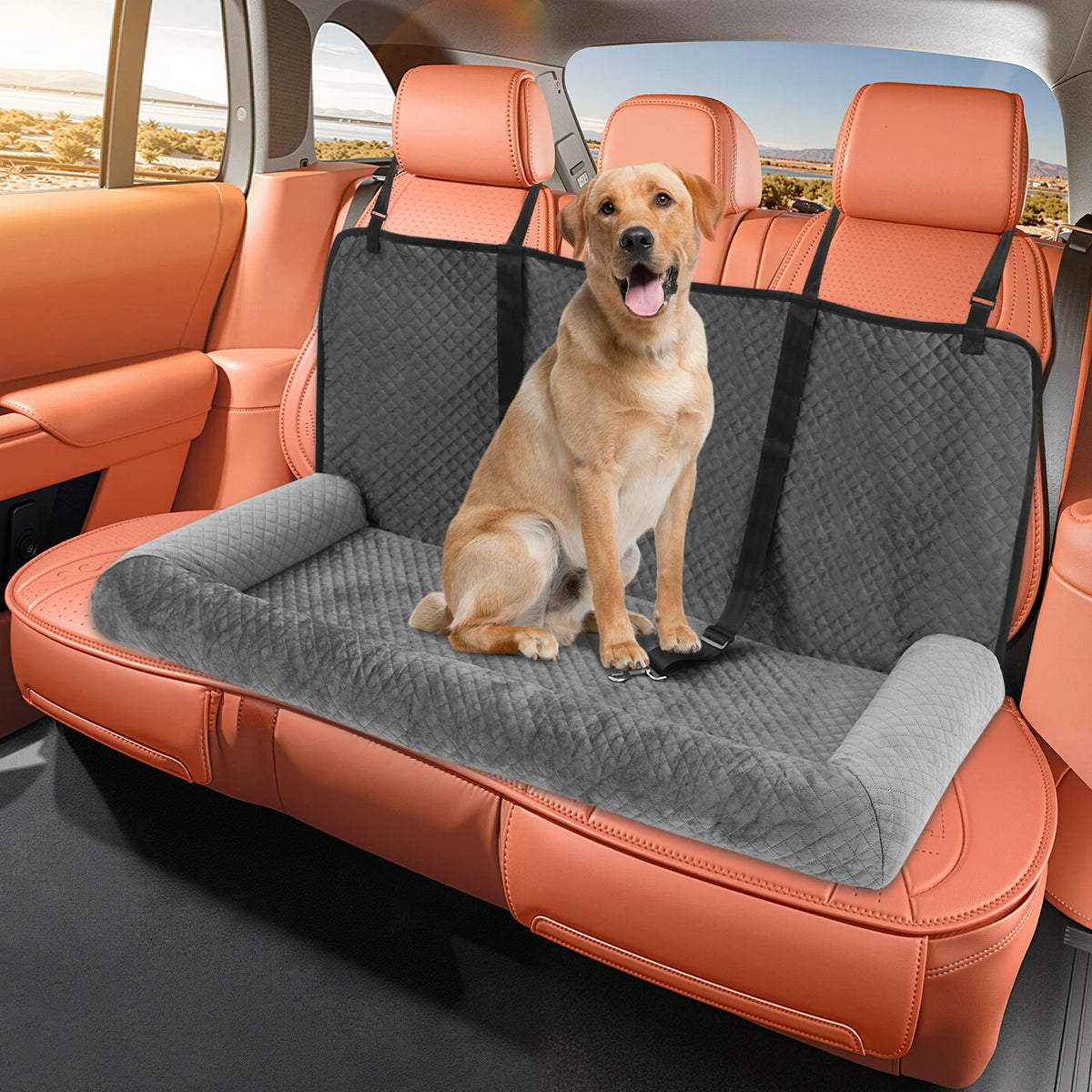 Dog Car Seat, Large Dog Car Bed, Dog Mattresses, Pet Seat with a High-resilience Base That Retains Its Shape and Res for Small, Medium, and Large Dogs