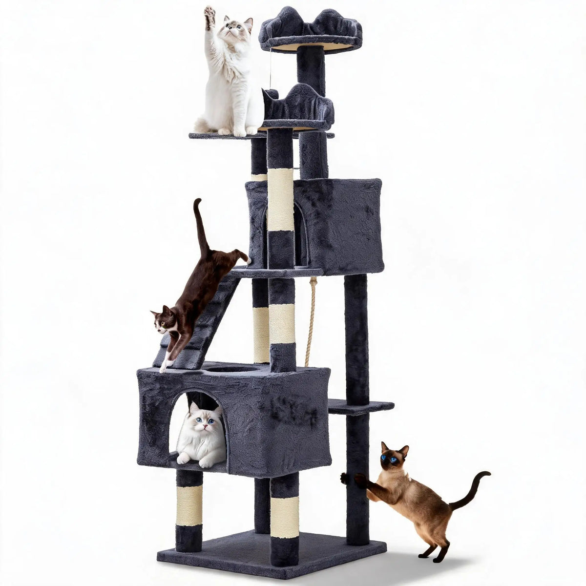 HOSSLLY Multi Level Cat Tree Tower With Scratching Posts Hammock