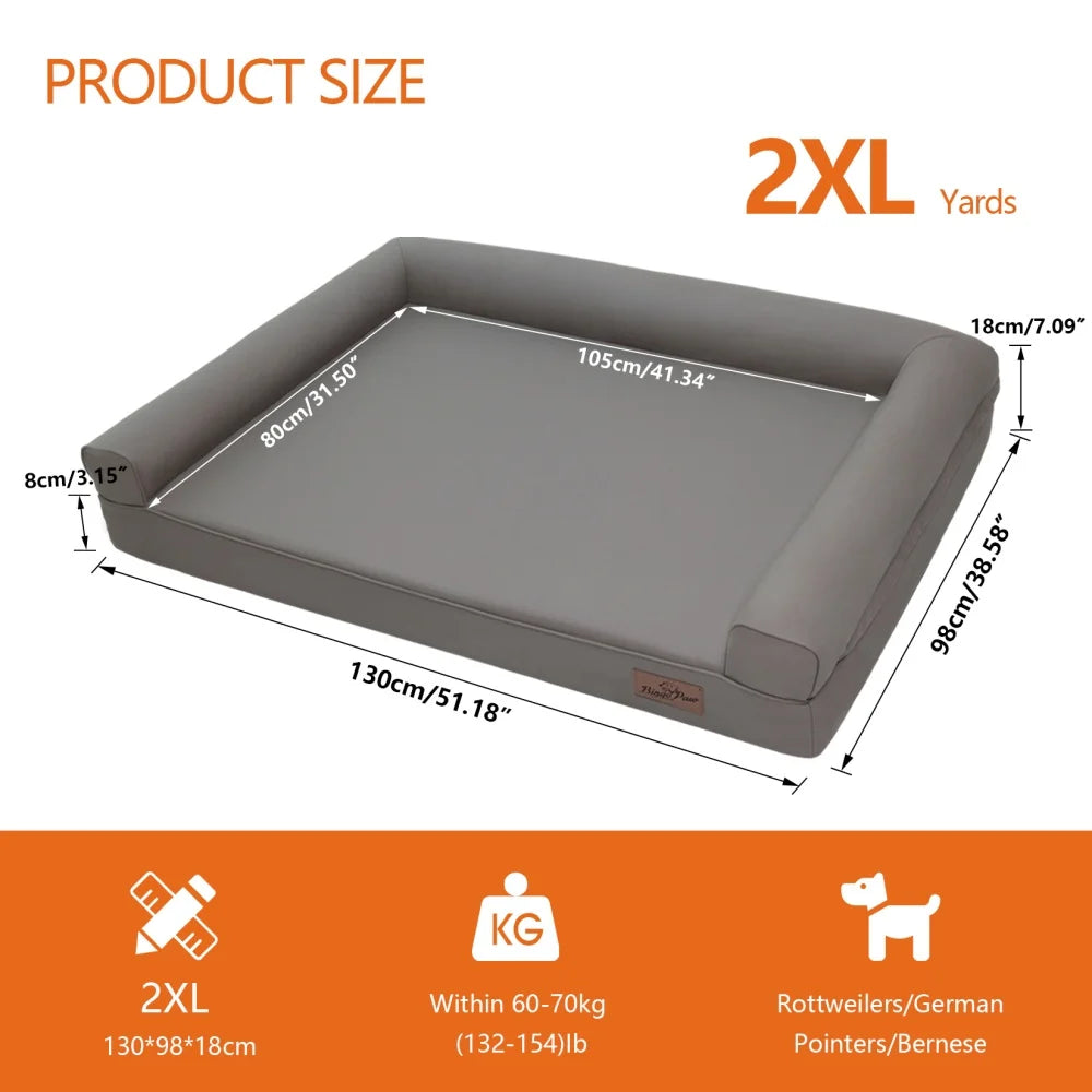 Borwart Orthopedic Waterproof Dog Bed With Removable Cover Bolster