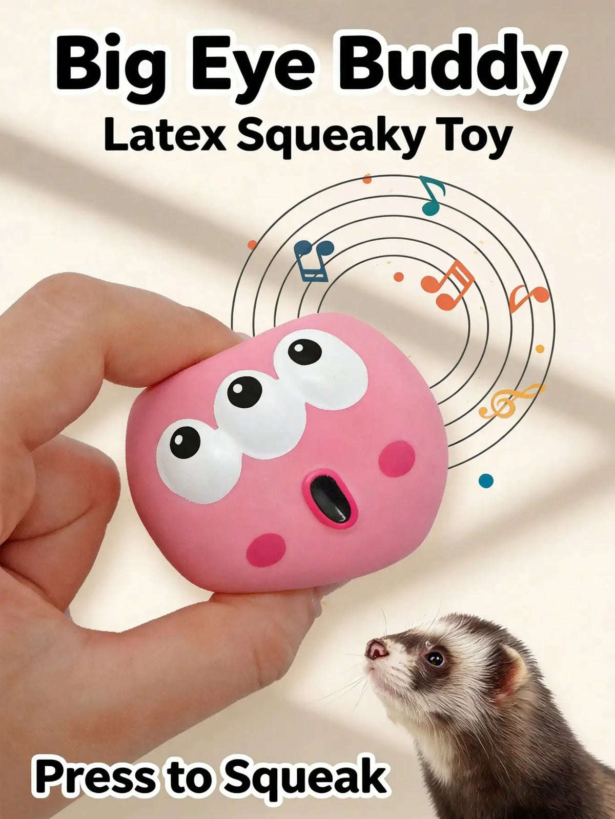 Squeaky Dog Toy Ball, Durable Rubber Dental Cleaning Interactive Toy