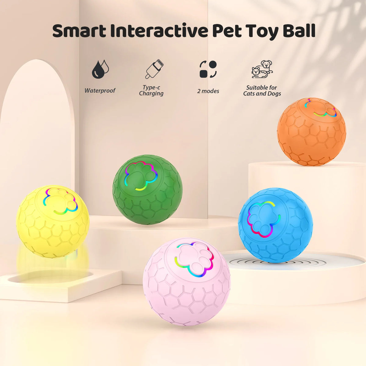 Automatic Interactive Dog Toy Ball With USB Rolling And Bouncing