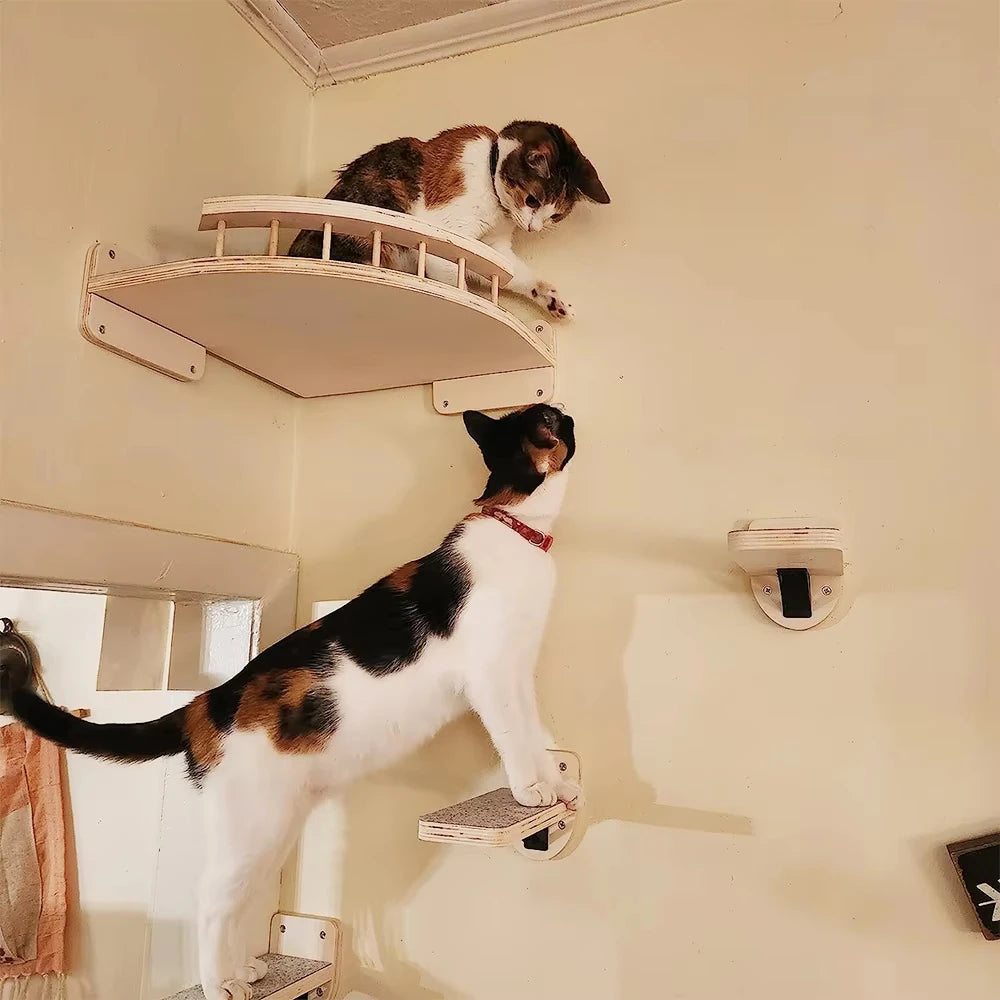CWV Wall Mounted Cat Climbing Shelf With Sisal Scratching Post