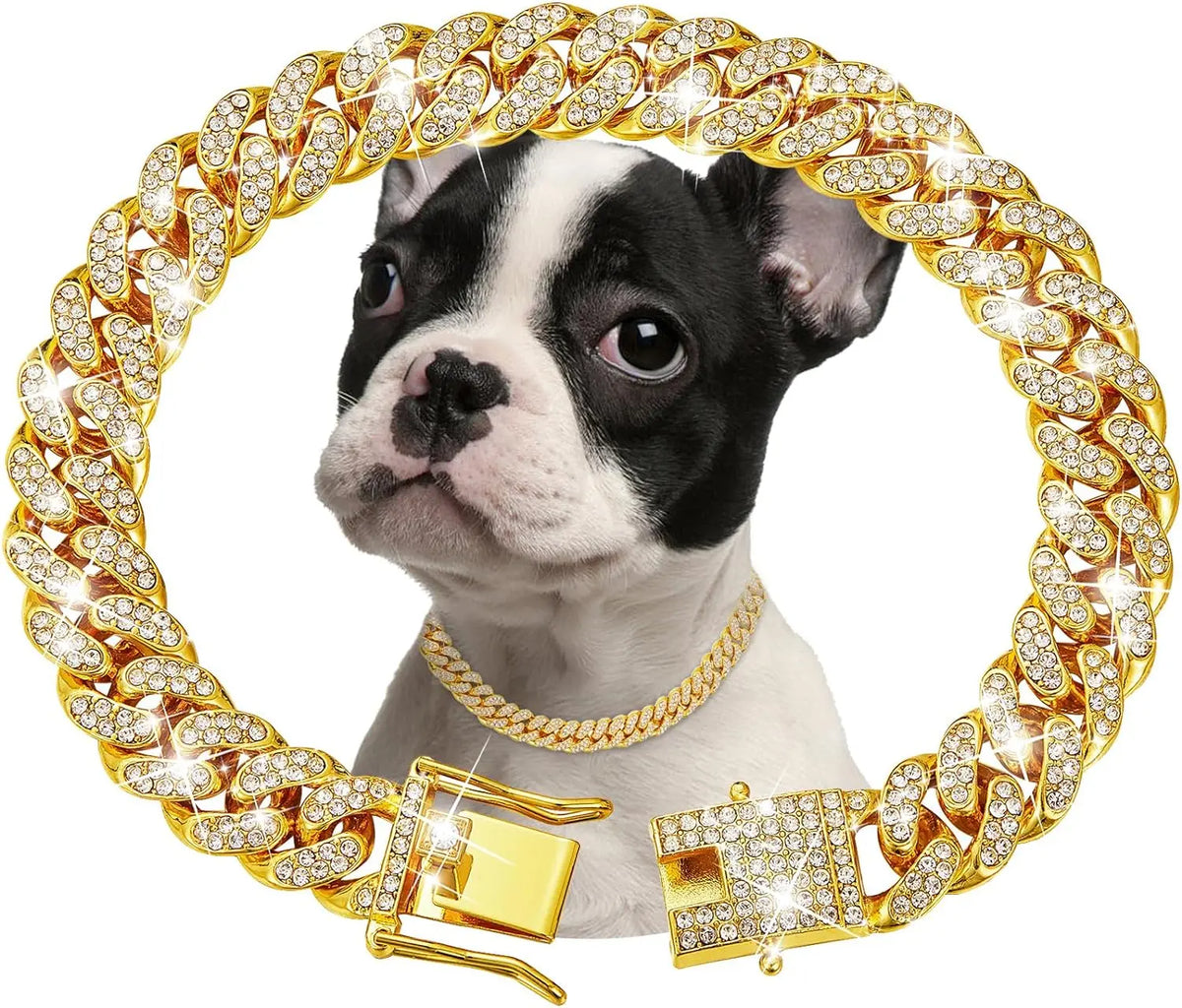 Luxury Stainless Steel Dog Chain Collar Pet Jewelry Accessory