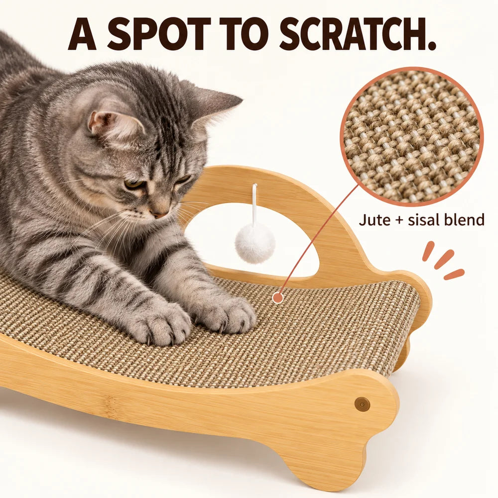 Zoe Cat Scratcher Lounger With Crinkle Tunnel Play Sack Jute And Sisal Blend Scratching Bed With Hanging Toys Foldable Cat Hideaway For Indoor Cats Resting Interactive Play And Hide And Seek