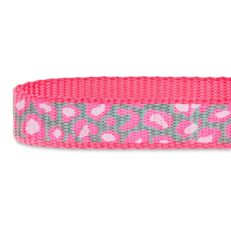 Reflective Adjustable Dog Collar, Pink Cheetah, S