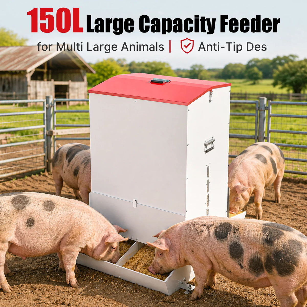 Automatic Lockable Stainless Steel Gravity Feeder for Dogs and Livestock