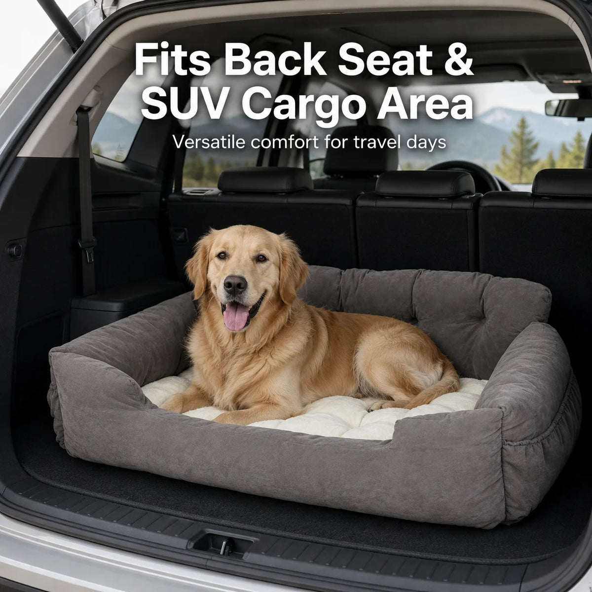 Portable Pet Car Seat With Safety Leash Storage Pockets
