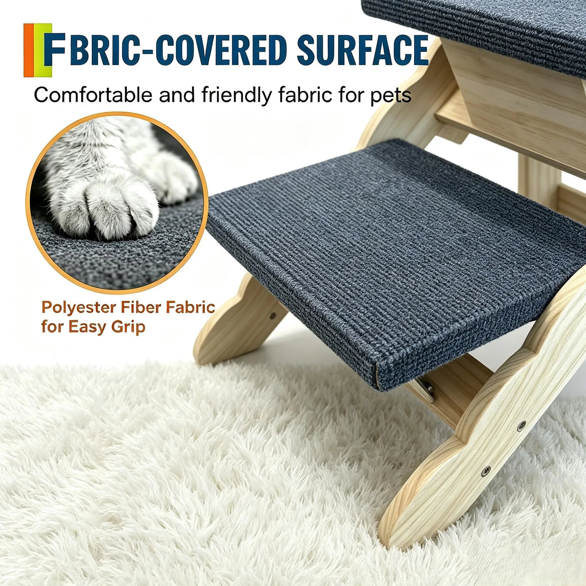 DishyKooker Indoor Wooden Pet Stairs And Folding Ramp