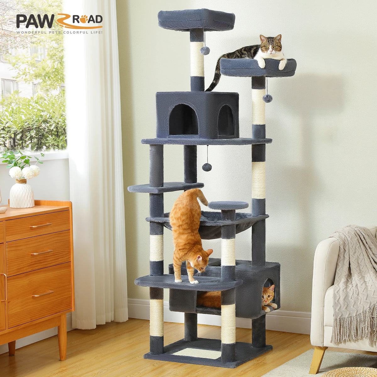 PAWZ Road Multi-Level Cat Tree With Sisal Scratching Posts