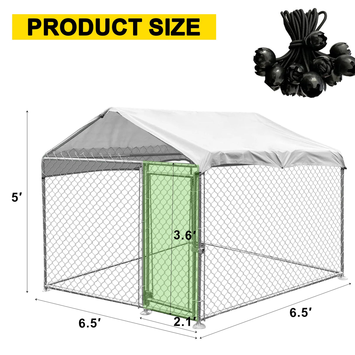 Large Outdoor Dog Kennel 200×200×150cm With Roof Heavy Duty Metal Dog Cage House Waterproof Sun Protection Pet Playpen for Backyard