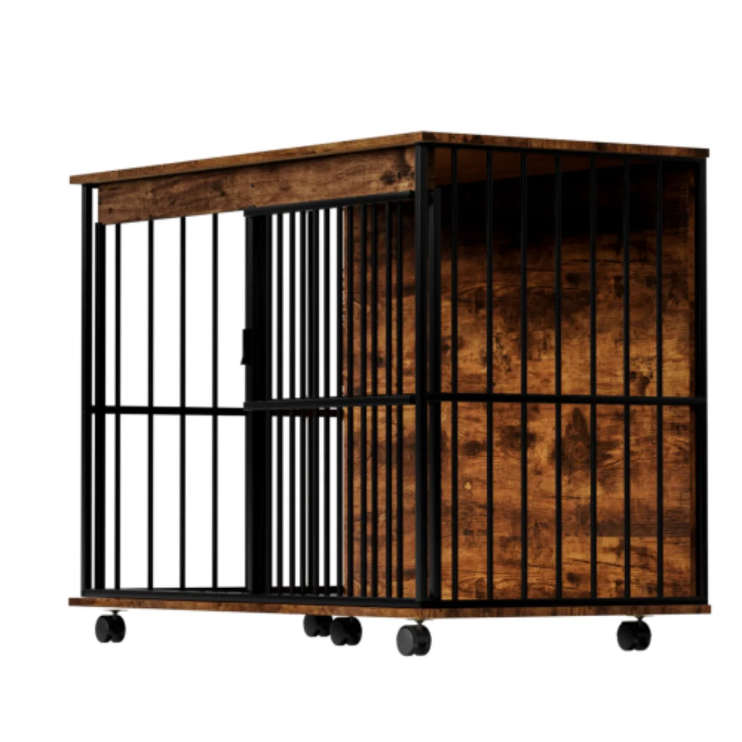 Large Dog Crate Furniture with Sliding Door, Wooden Pet Kennel End Table & Coffee Table for Living Room, Sturdy MDF Dog Cage House for Medium Large Dogs, Easy Assembly