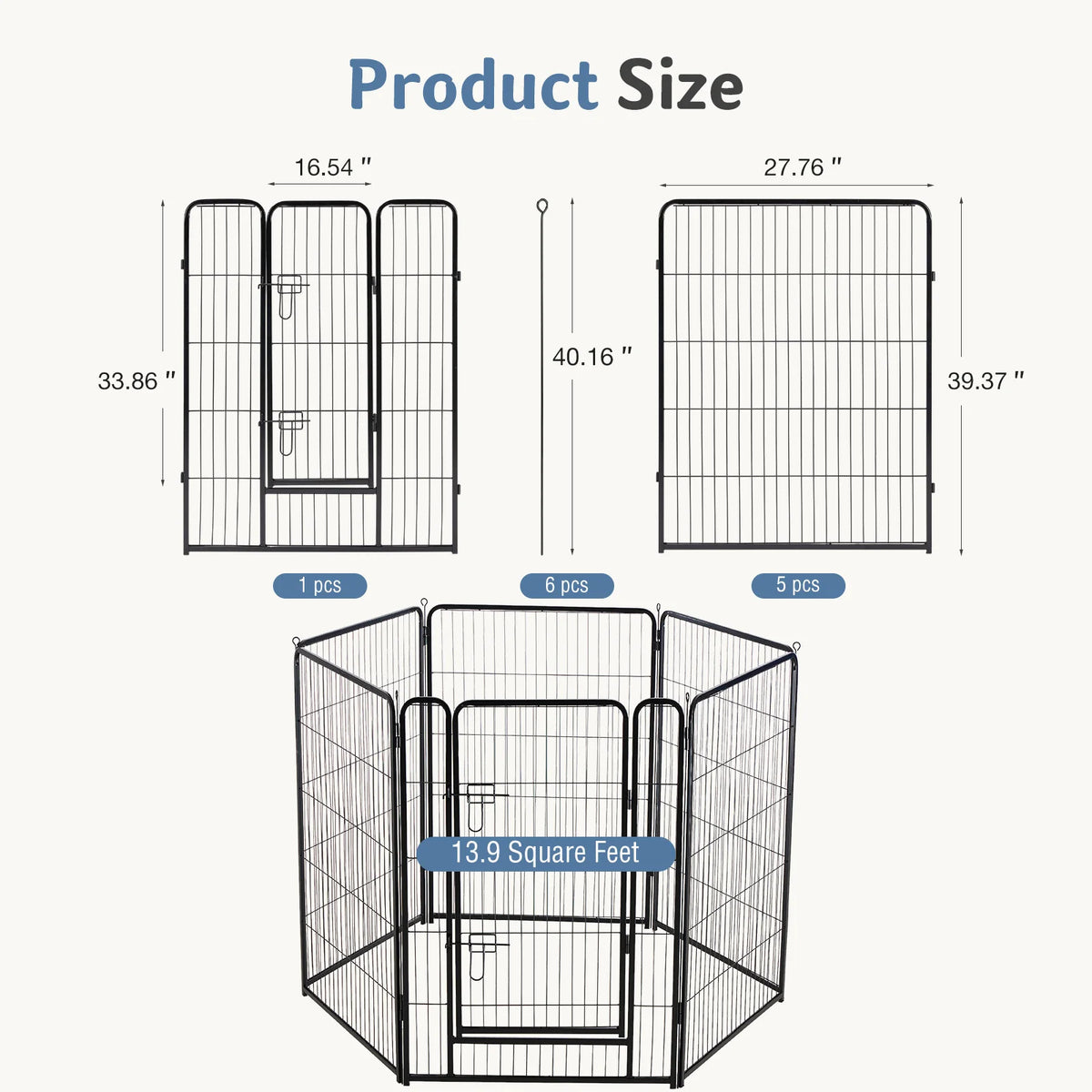 Jhk Sturdy Metal Dog Playpen Foldable Pet Exercise Pen