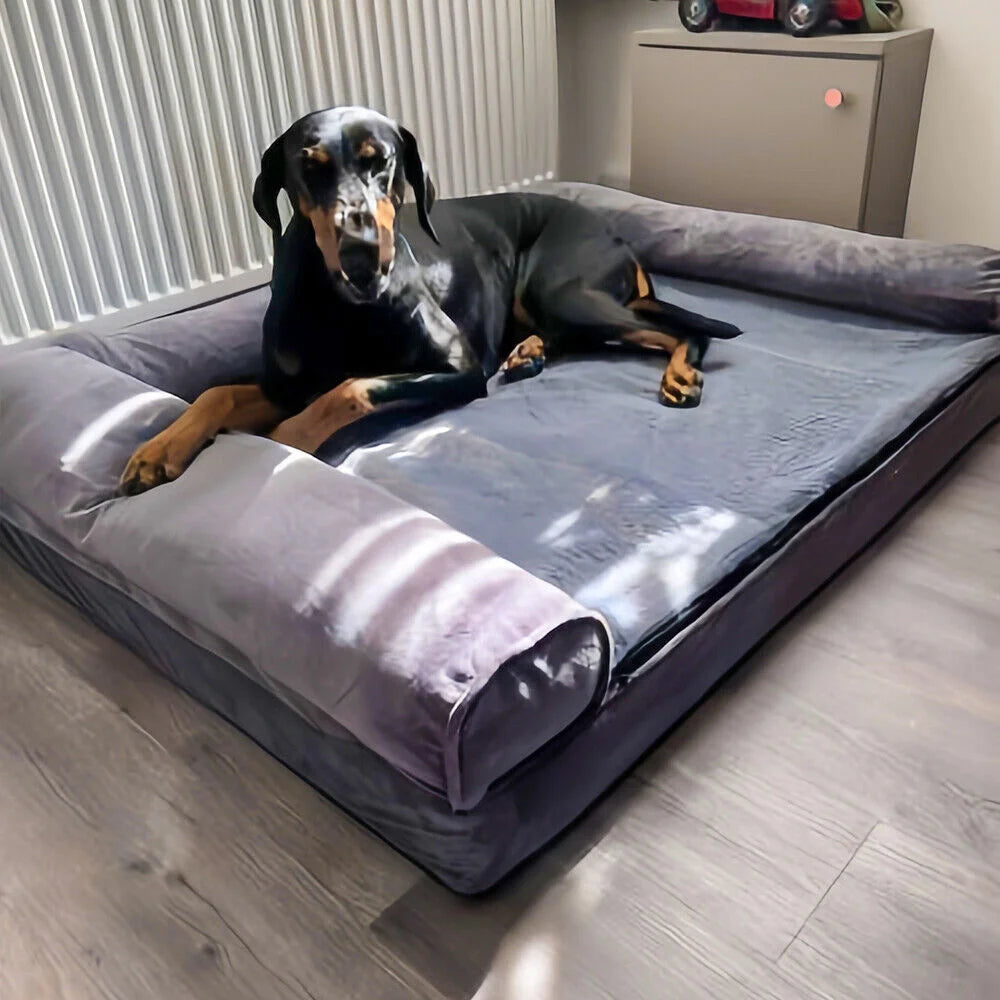 Borwart Orthopedic Memory Foam Dog Bed With Removable Plush Cover