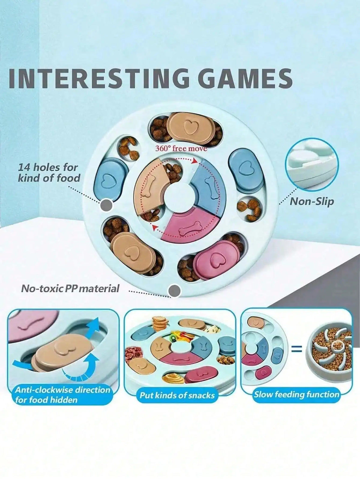 Interactive Dog Puzzle Slow Feeder Treat Dispenser Toy