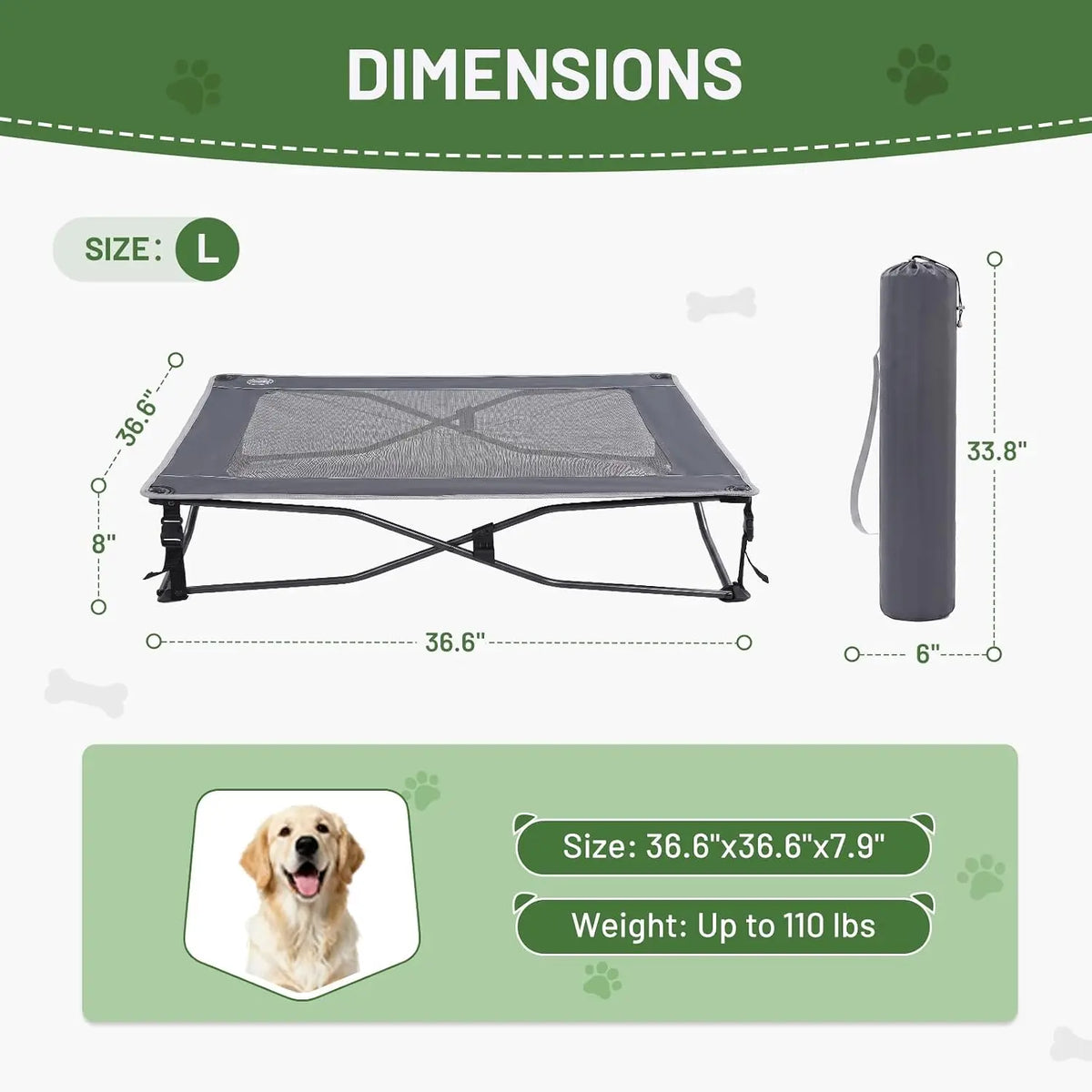 Timber Ridge Elevated Cooling Dog Bed With Breathable Mesh