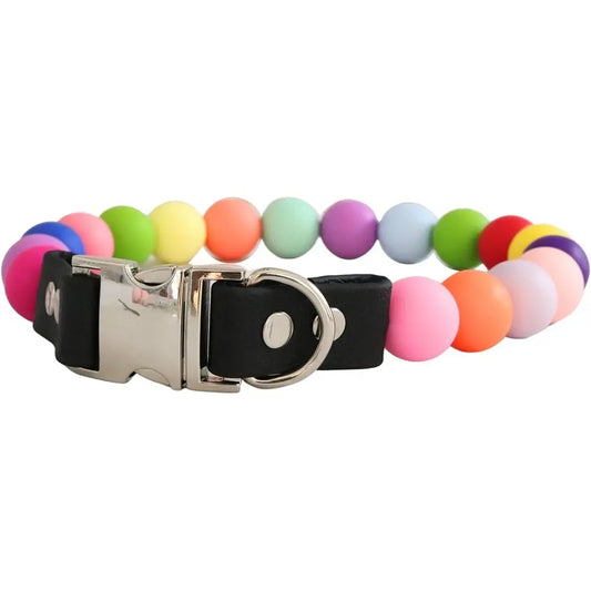 Handcrafted Beaded Silicone Pet Collar With D Ring Attachment
