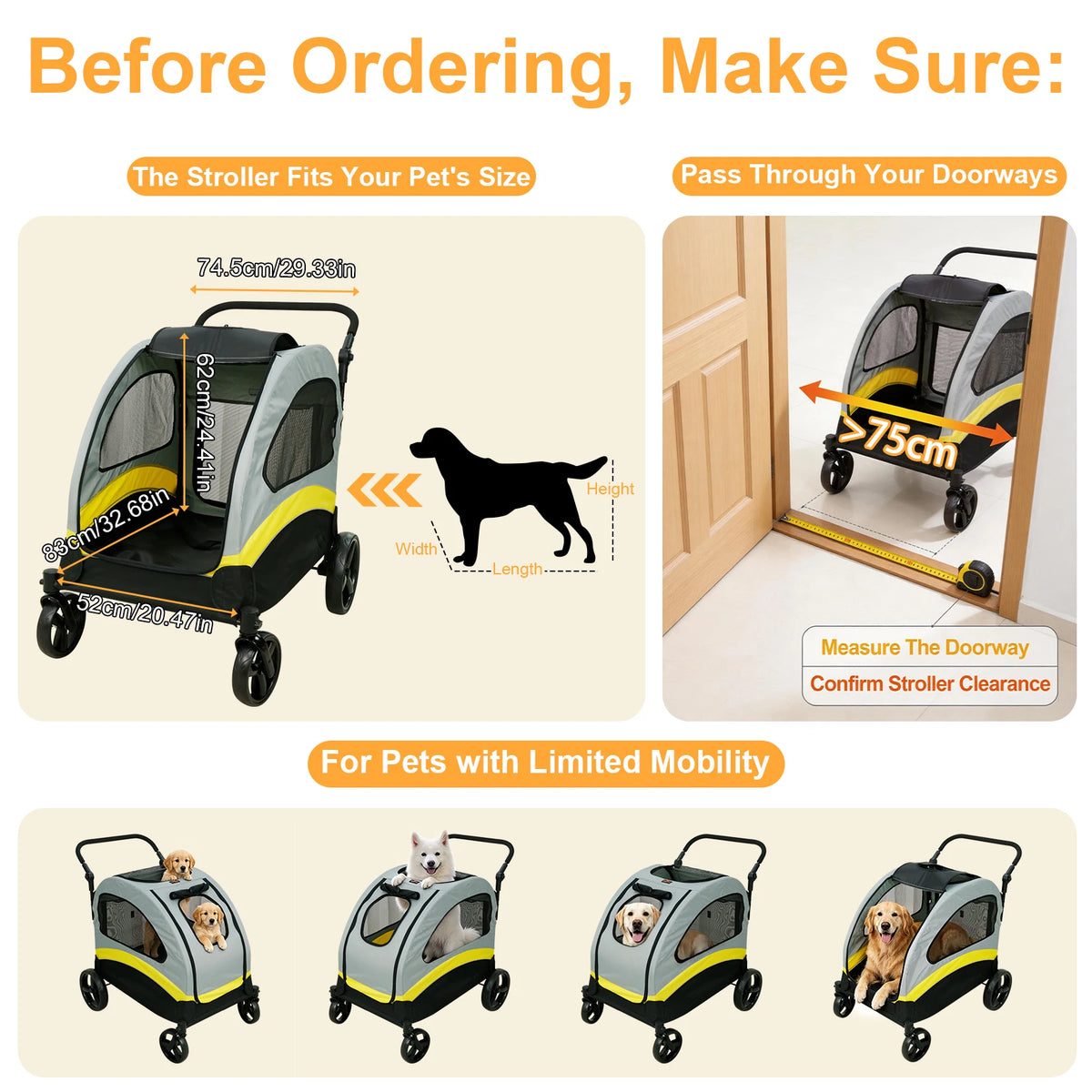 Premium Foldable Four Wheel Pet Dog Stroller And Jogger Wagon