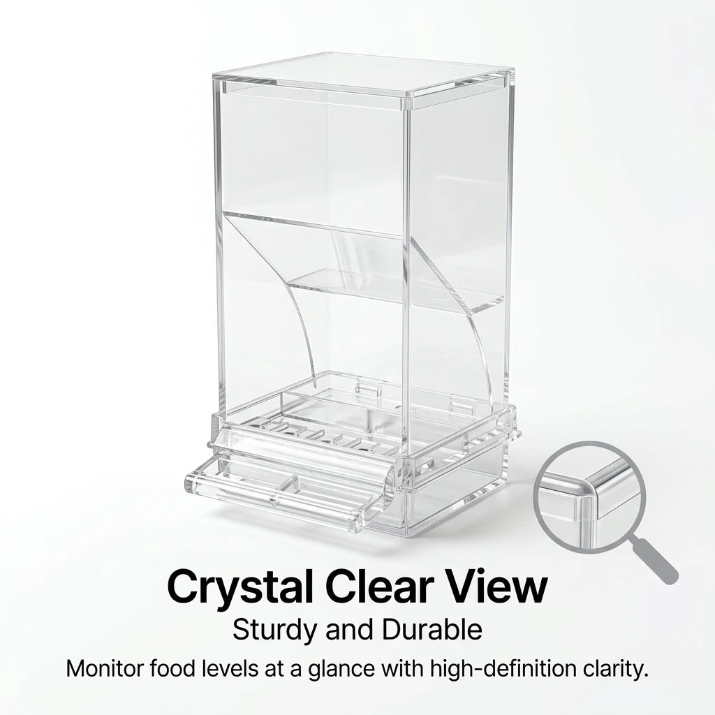 Clear Acrylic Spill Proof Bird Feeder Cage Accessory