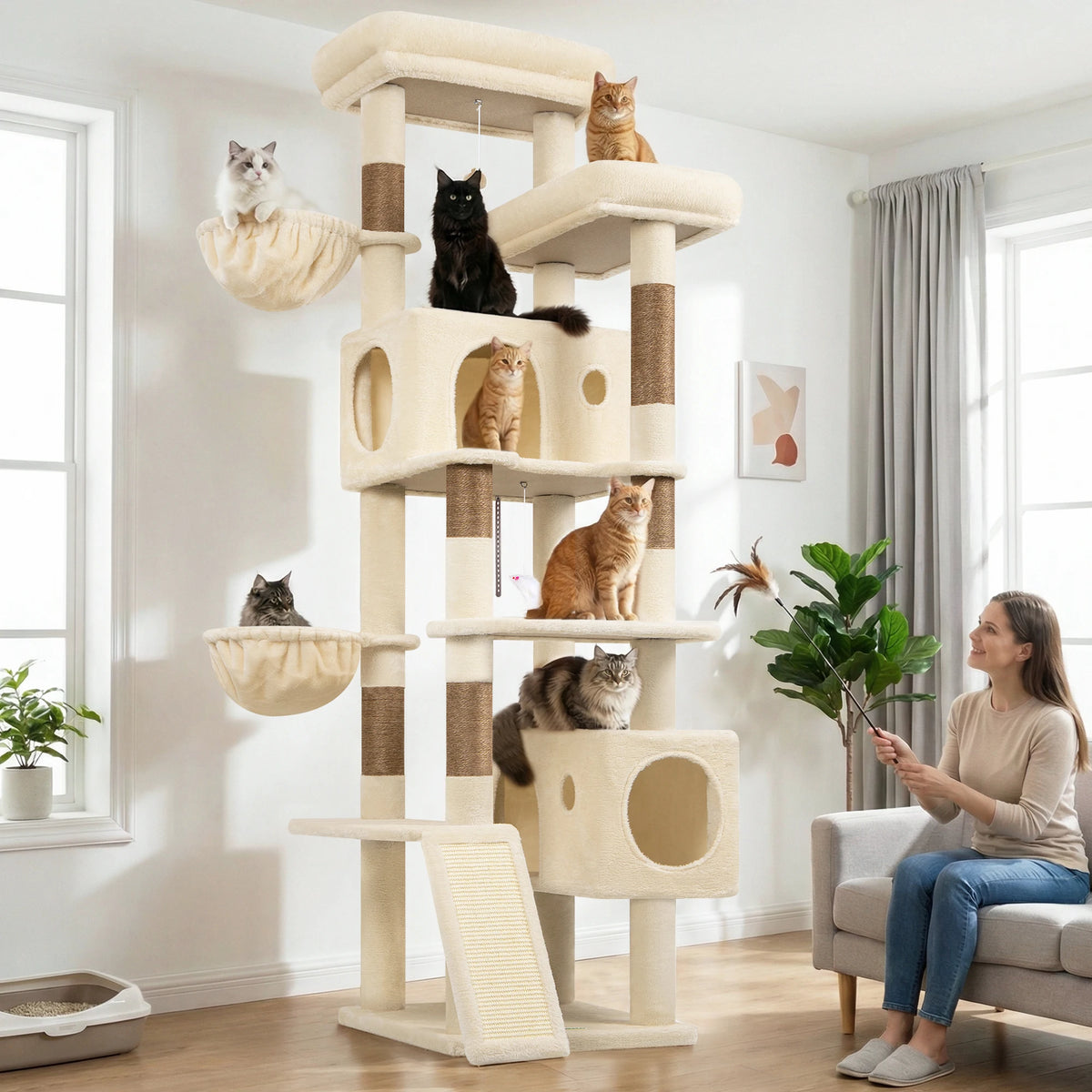 Globlazer Multi-Level Cat Tree Tower With Condos Hammocks And Perches
