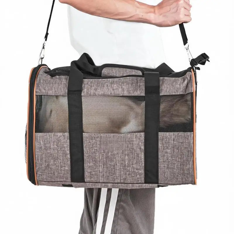 Nylon Airline Approved Rolling Pet Carrier with Handle and Bowl