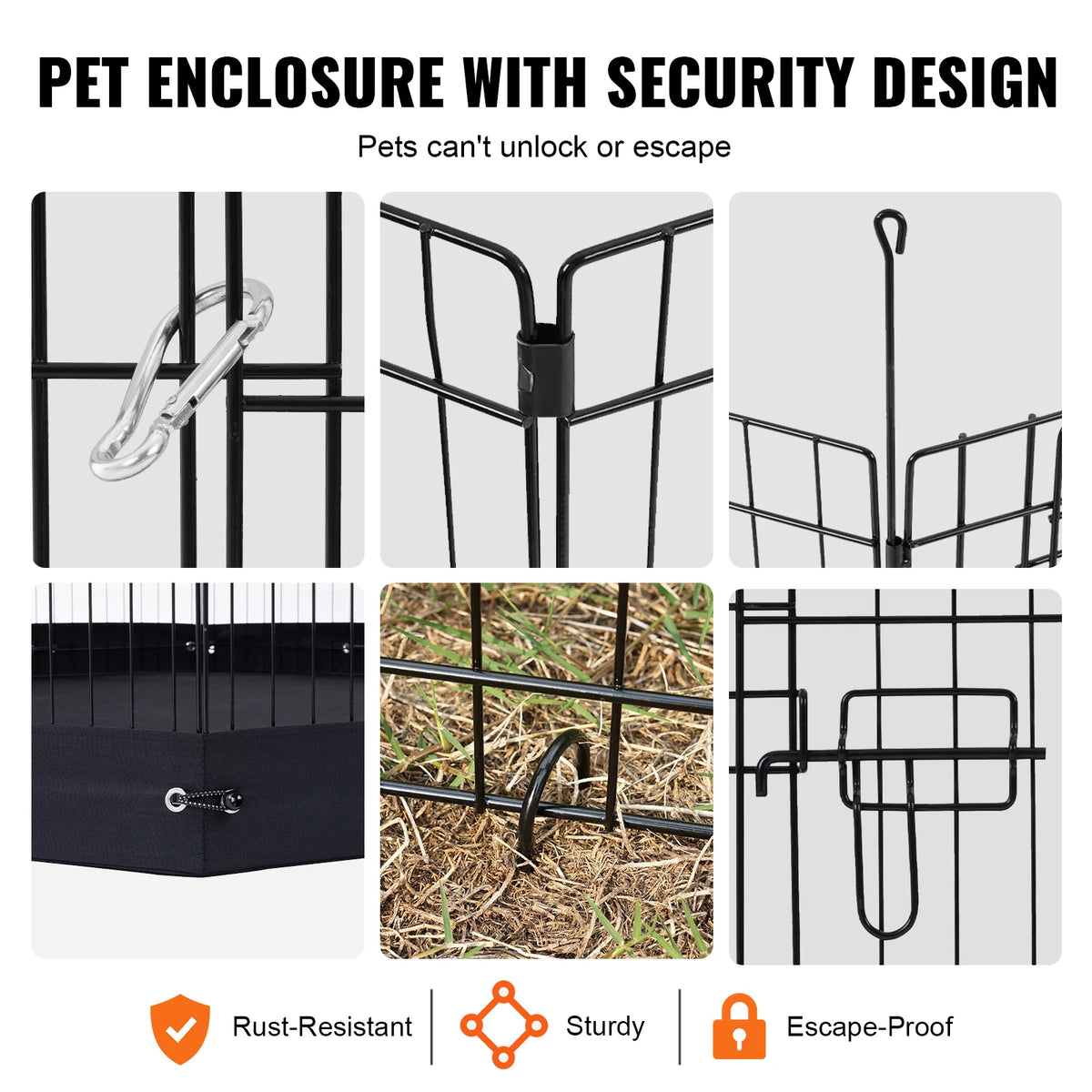 Vevor Foldable Metal Dog Playpen With Durable Wire Gate