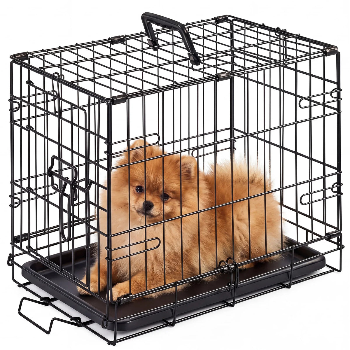 JHK Metal Dog Crate With Secure Lock And Removable Tray