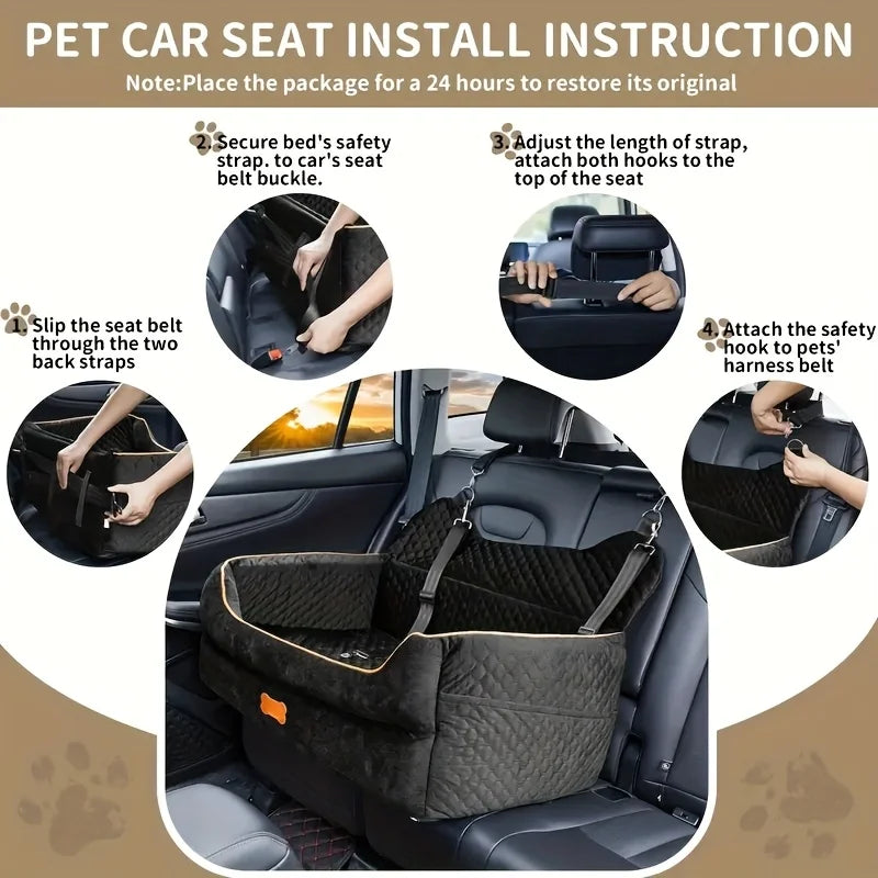 Secure Memory Foam Dog Car Seat Booster Cushion For Travel