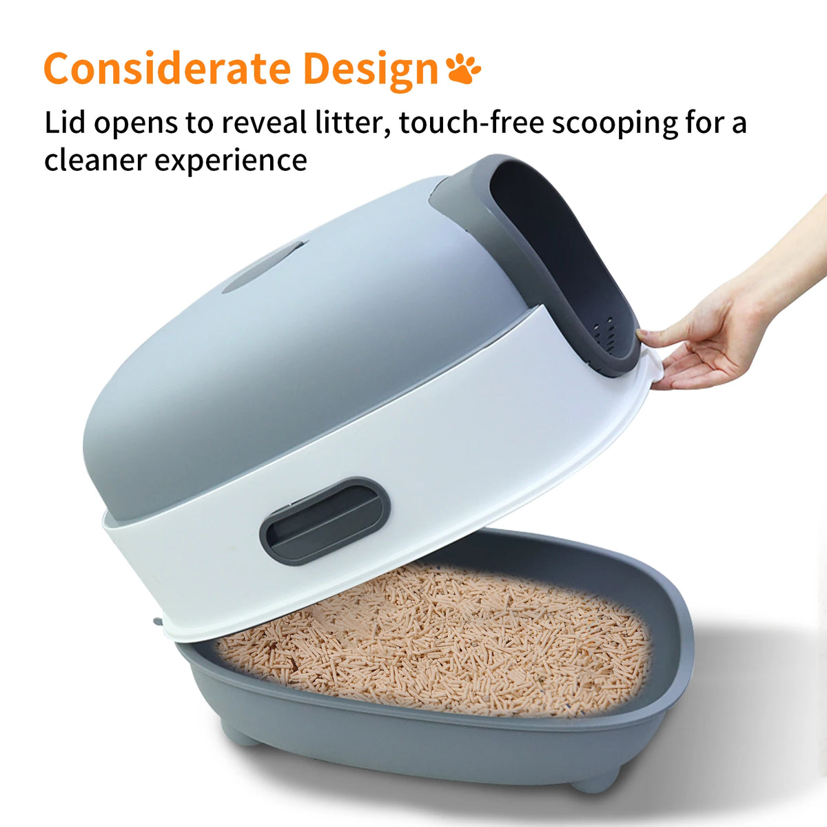 Hooded Enclosed Cat Litter Box With Scoop And Front Entry