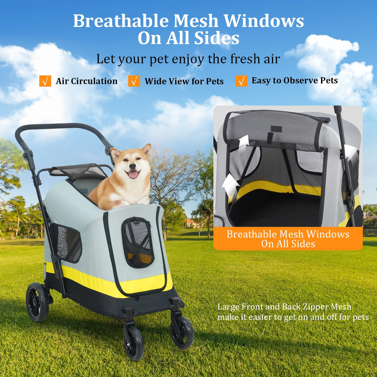 Bingopaw Portable Dual Entry All Terrain Dog Stroller Cart
