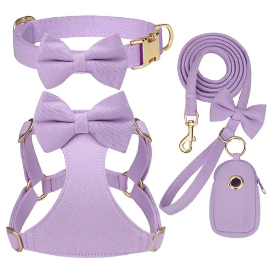 Adjustable Step In Dog Harness Collar And Leash Set