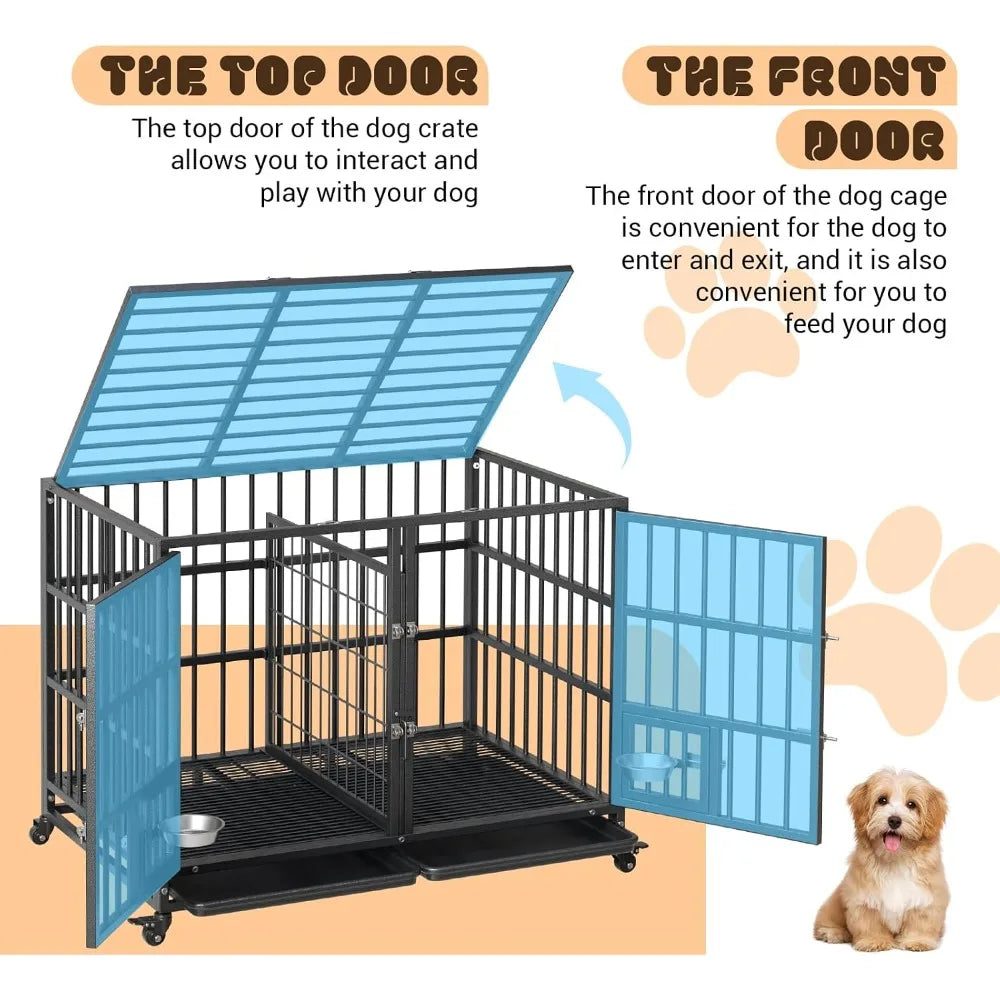 Garvee Heavy Duty Metal Dog Crate With Double Latch Locks