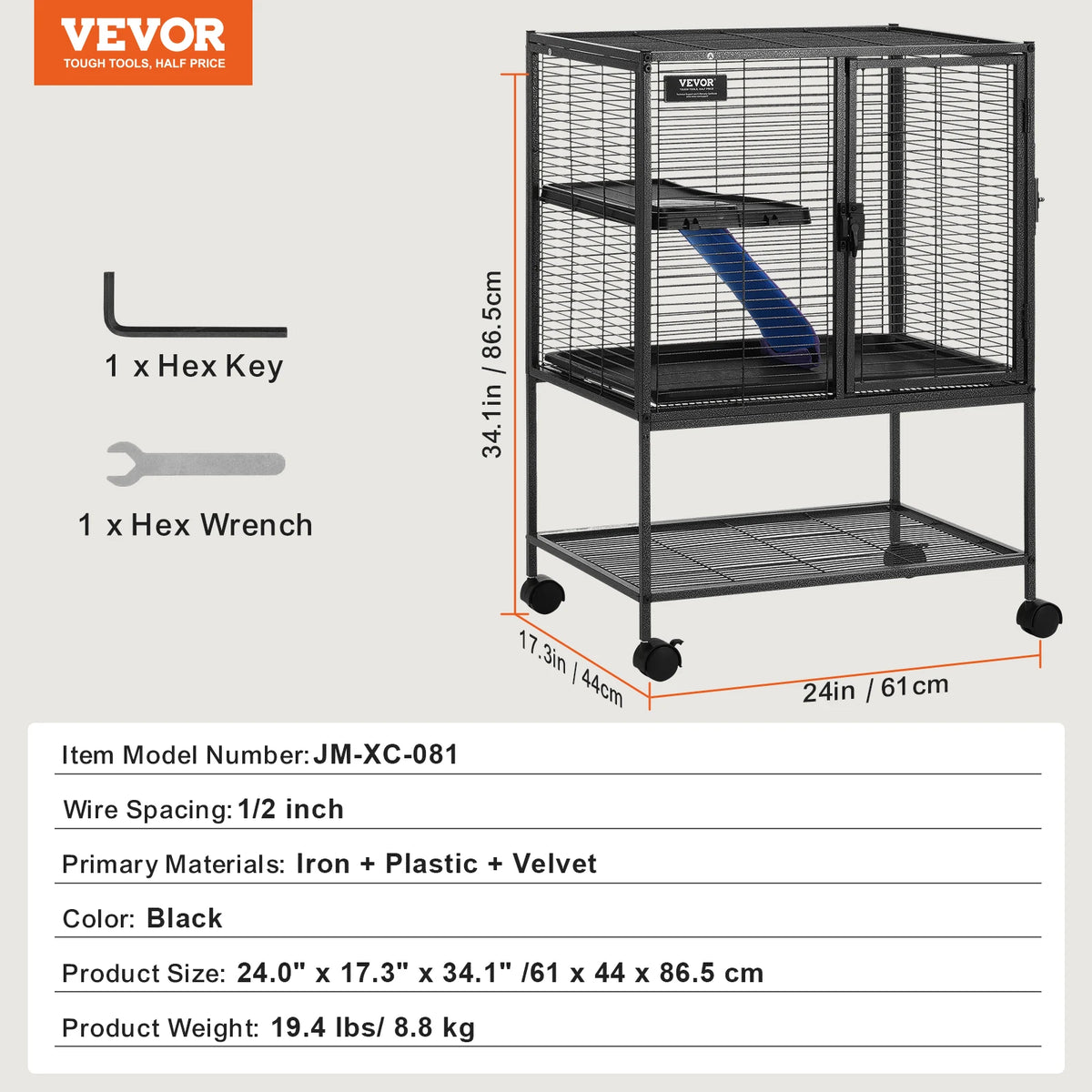 SucceBuy Rolling Metal Small Animal Cage For Pets And Rodents