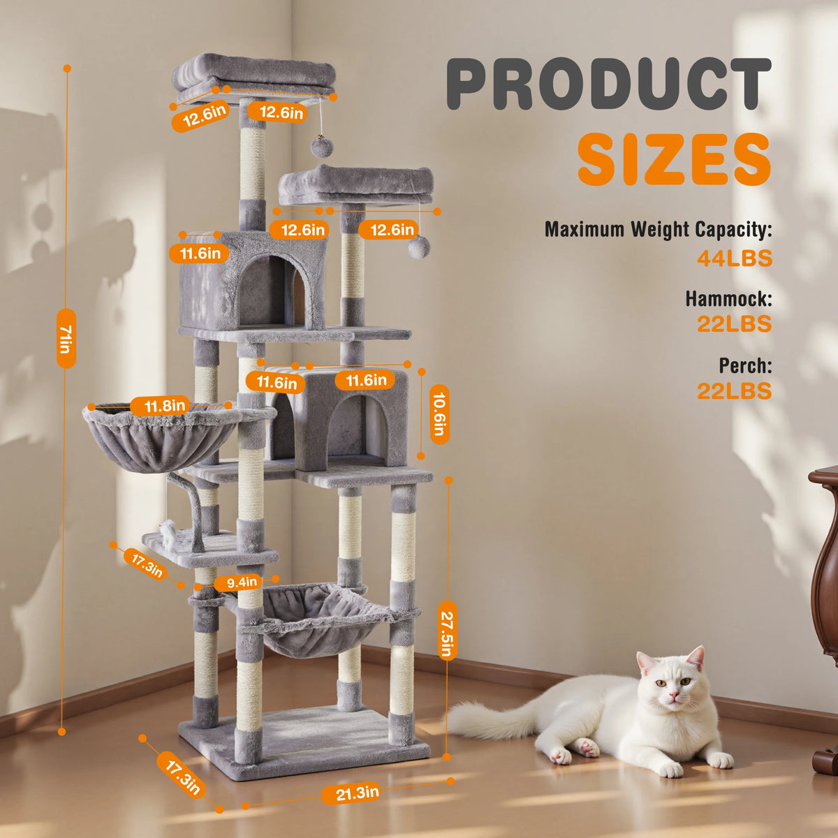 JHK Multi-Level Cat Tree With Sisal Scratching Posts