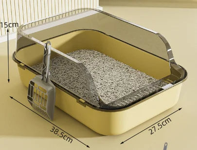 Semi Enclosed Cat Litter Box With High Sides Indoor Use