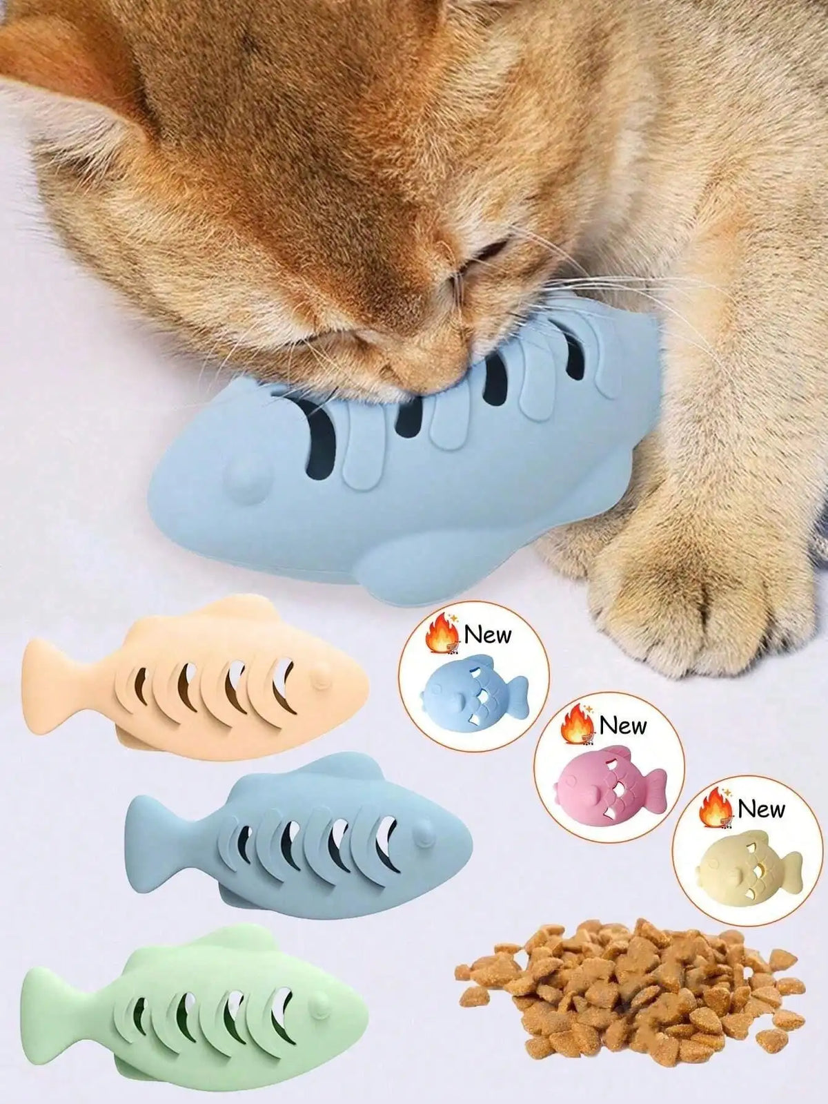 Silicone Fish Shaped Slow Feeder Puzzle Toy for Cats and Dogs