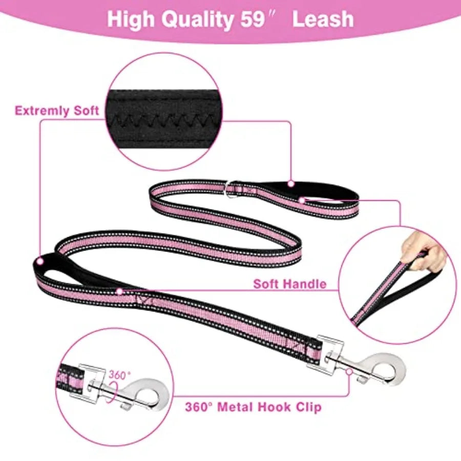 Reflective Dog Harness Collar Leash Set With No Pull Design