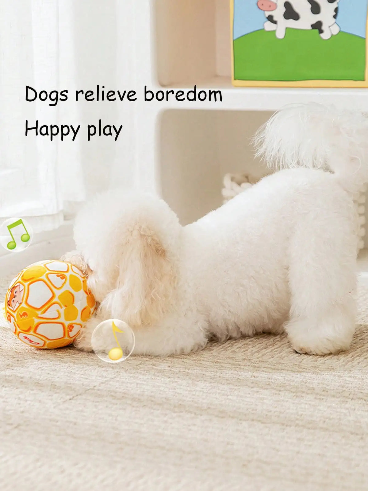 Cartoon Dog Toy Ball With Rope Squeaky Interactive Training Toy