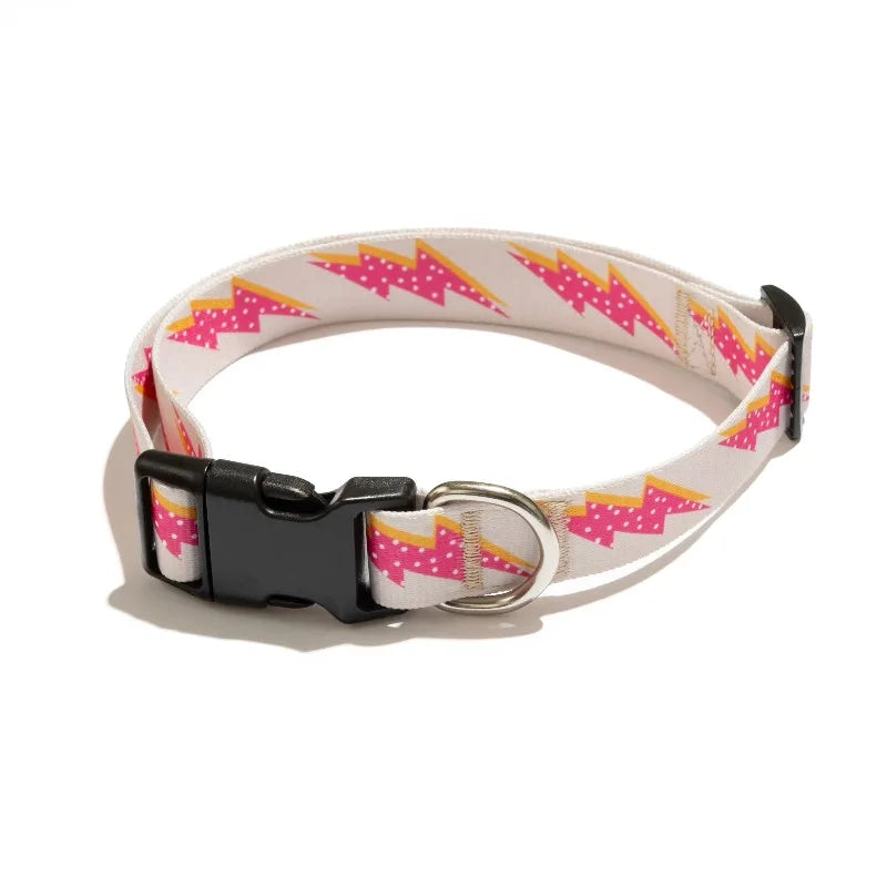 Dog Collars, Lightning Bolt Fashion Pet Collar, Pink, Medium