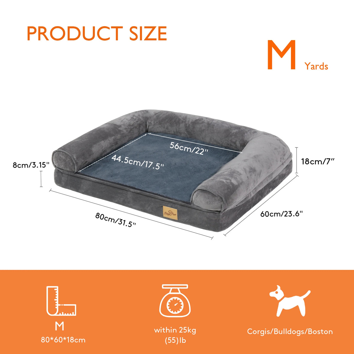 Cozy Bolster Dog Bed With Removable Waterproof Cover And Foam