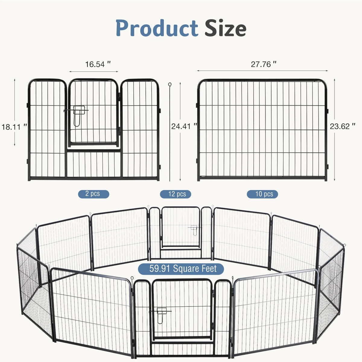 JHK Premium Metal Dog Playpen For Indoor Outdoor Exercise