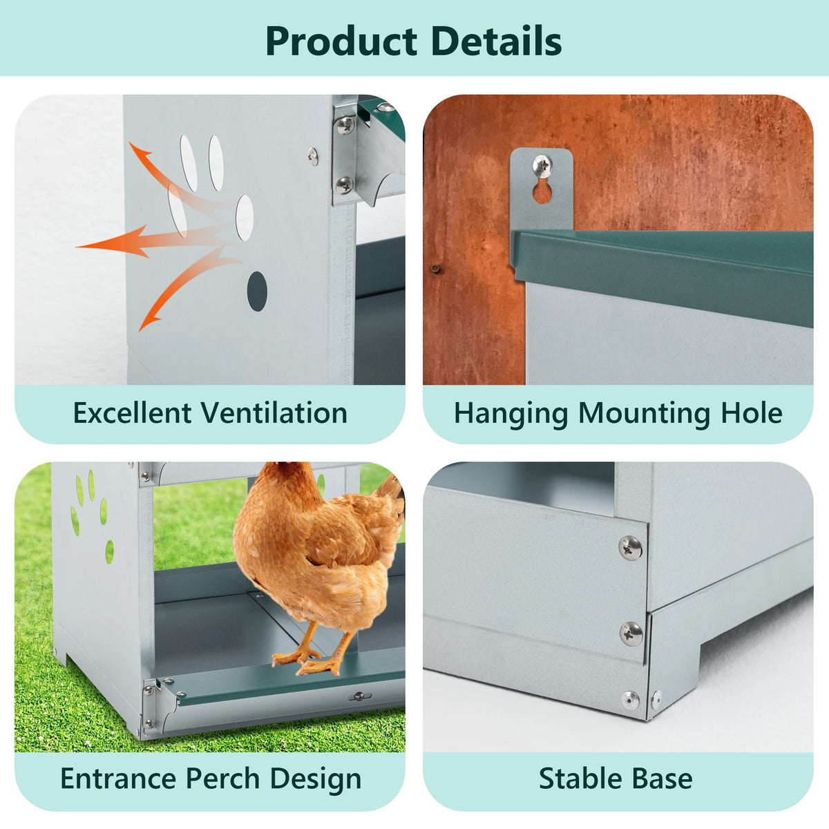Heavy Duty Wall Mount Chicken Nesting Box For Backyard Hens
