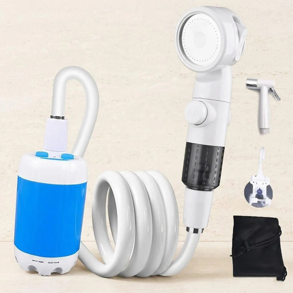 Portable Outdoor Shower Pump Handheld Rechargeable Gentle Flow for Camping Car Washing Pet Bathing Watering Flowers Travel Lightweight Durable Sprayer High Flow Adjustable Nozzle for Strong Yet Gentle Spray Gardening and Pet